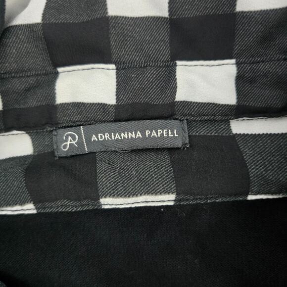 Adrianna Papell Women’s Black Long Sleeve Sweater Top Buffalo Check Collar Hem M - Picture 6 of 8